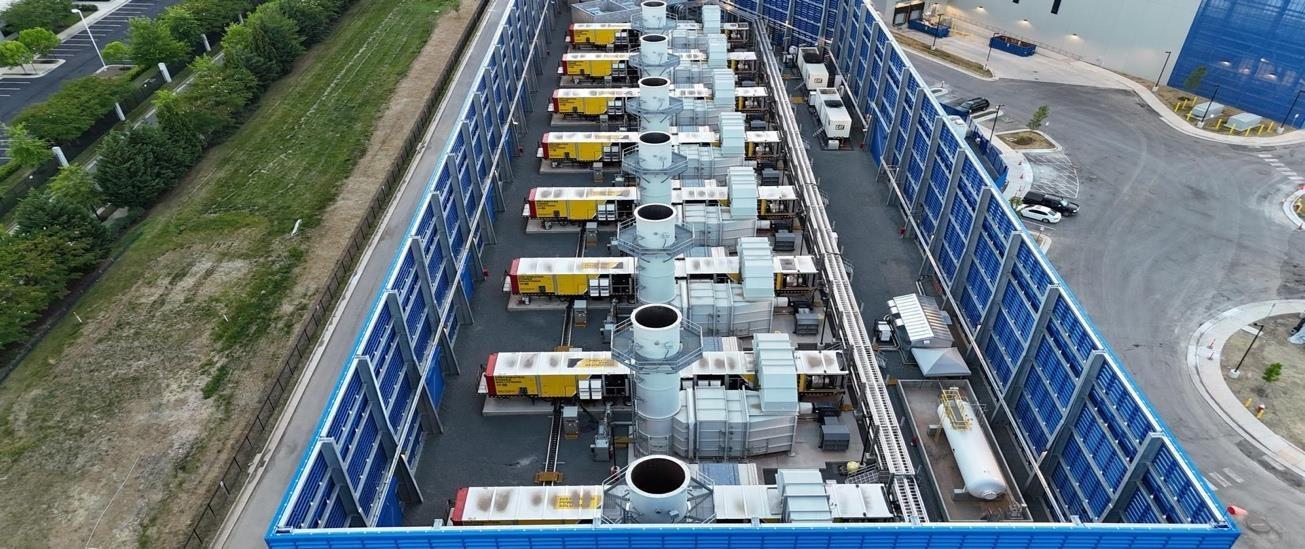 Thunderhead modular reciprocating-engine deployment with acoustic enclosure.